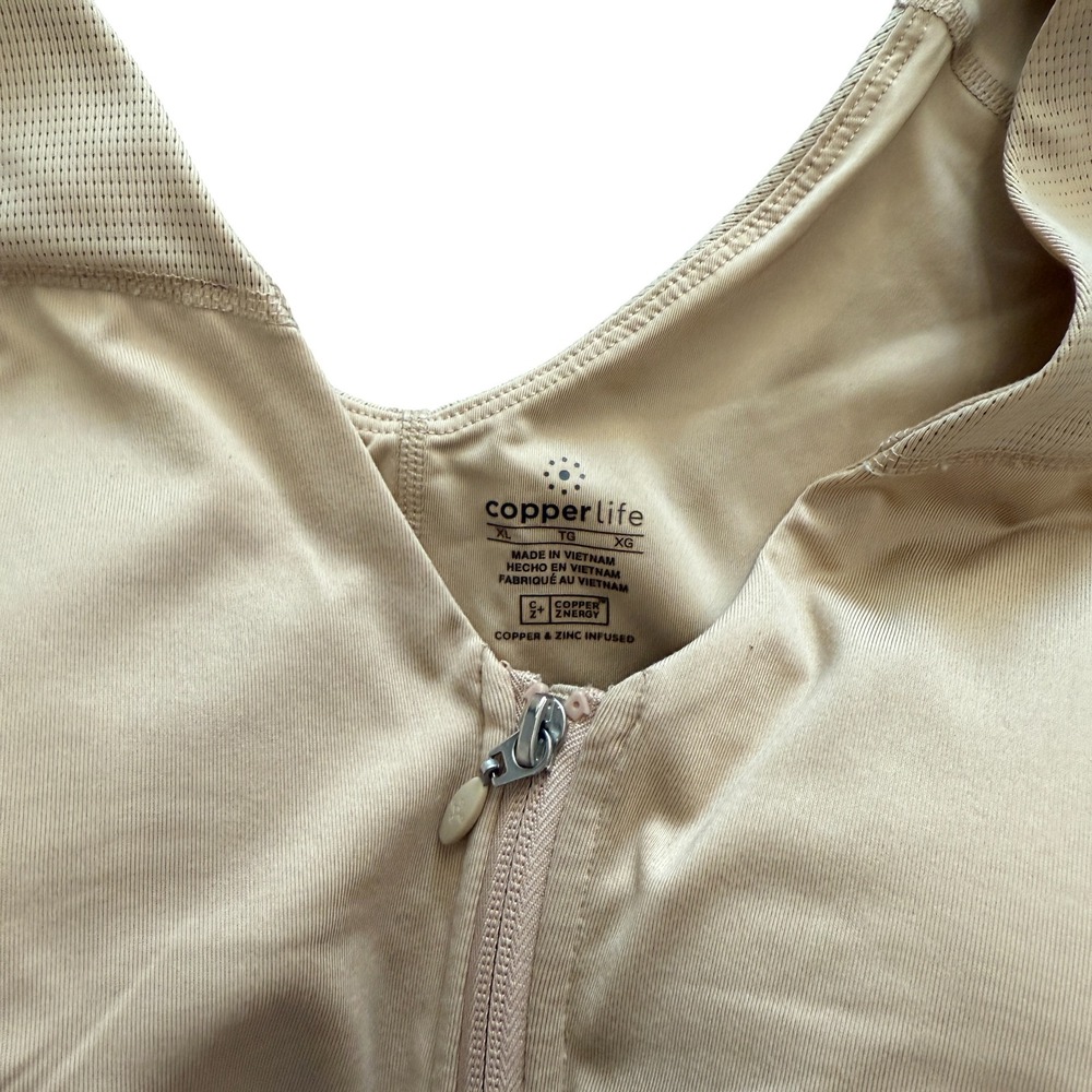 Tommie Copper Women's Zip Front Compression Bra XLarge Beige - Picture 2 of 4
